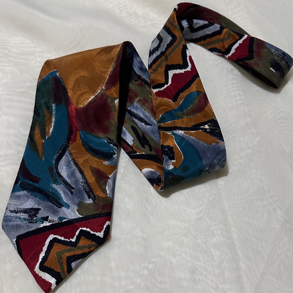 Hardy Amies Colorful Geometric Tie